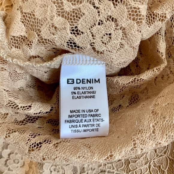 EB Denim Lace Sheer Low Rise Leggings Floral Flare NWT Beige Medium Pink Stretch - Picture 15 of 15
